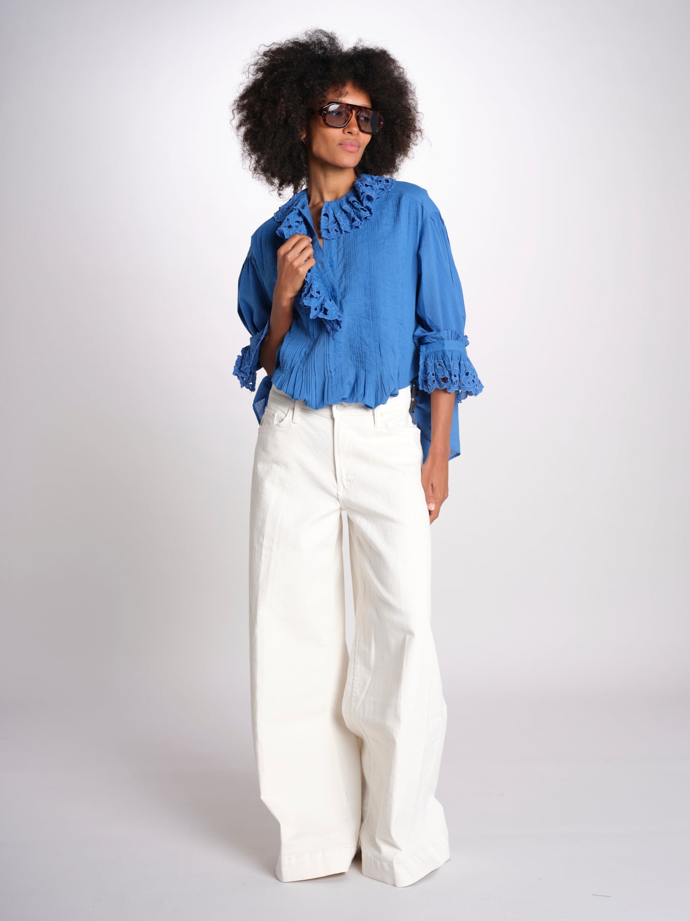 camicia con rouge POEMA SH005 BLUE laurence bras 