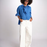 camicia con rouge POEMA SH005 BLUE laurence bras 