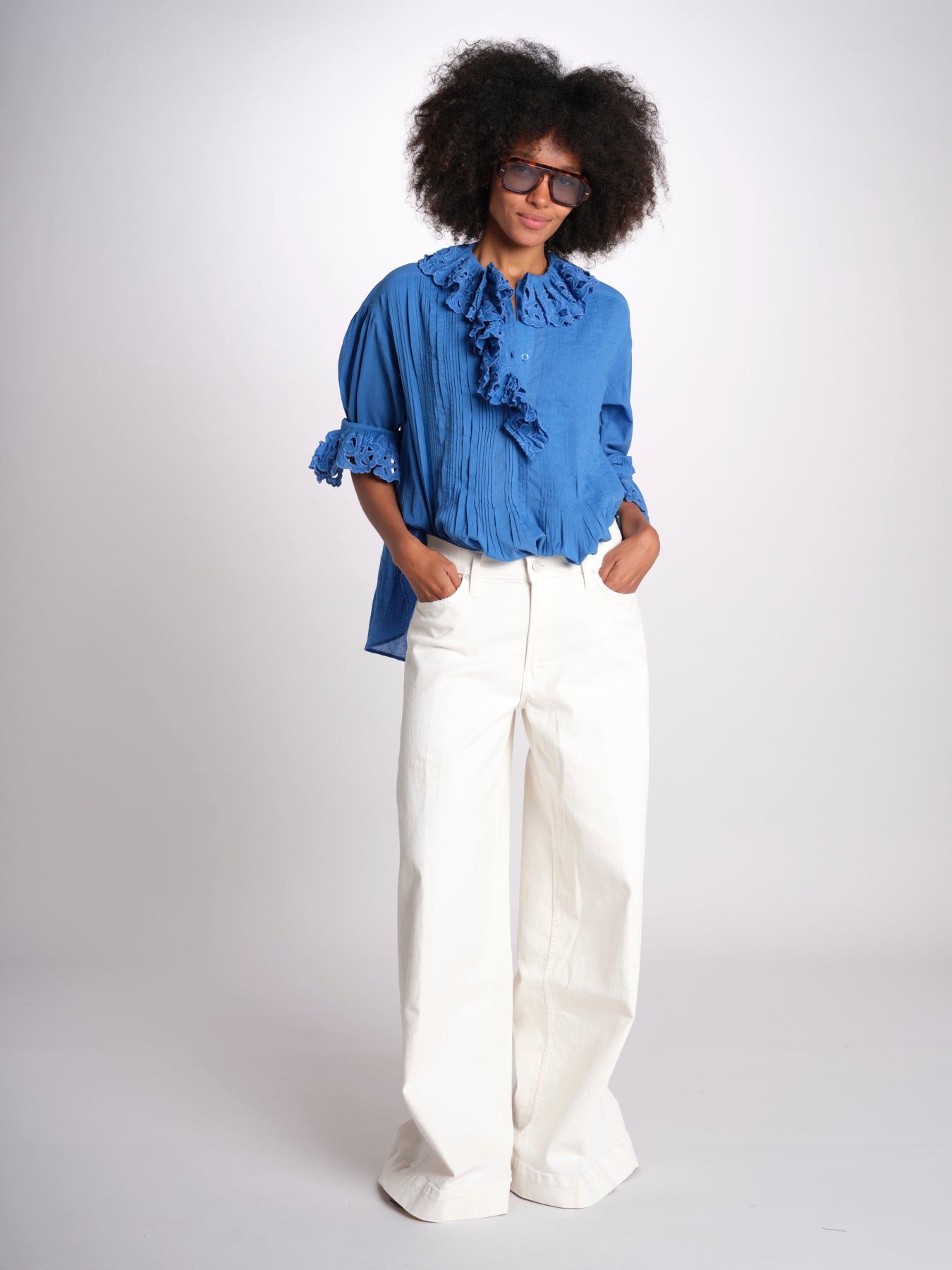 camicia con rouge POEMA SH005 BLUE laurence bras 