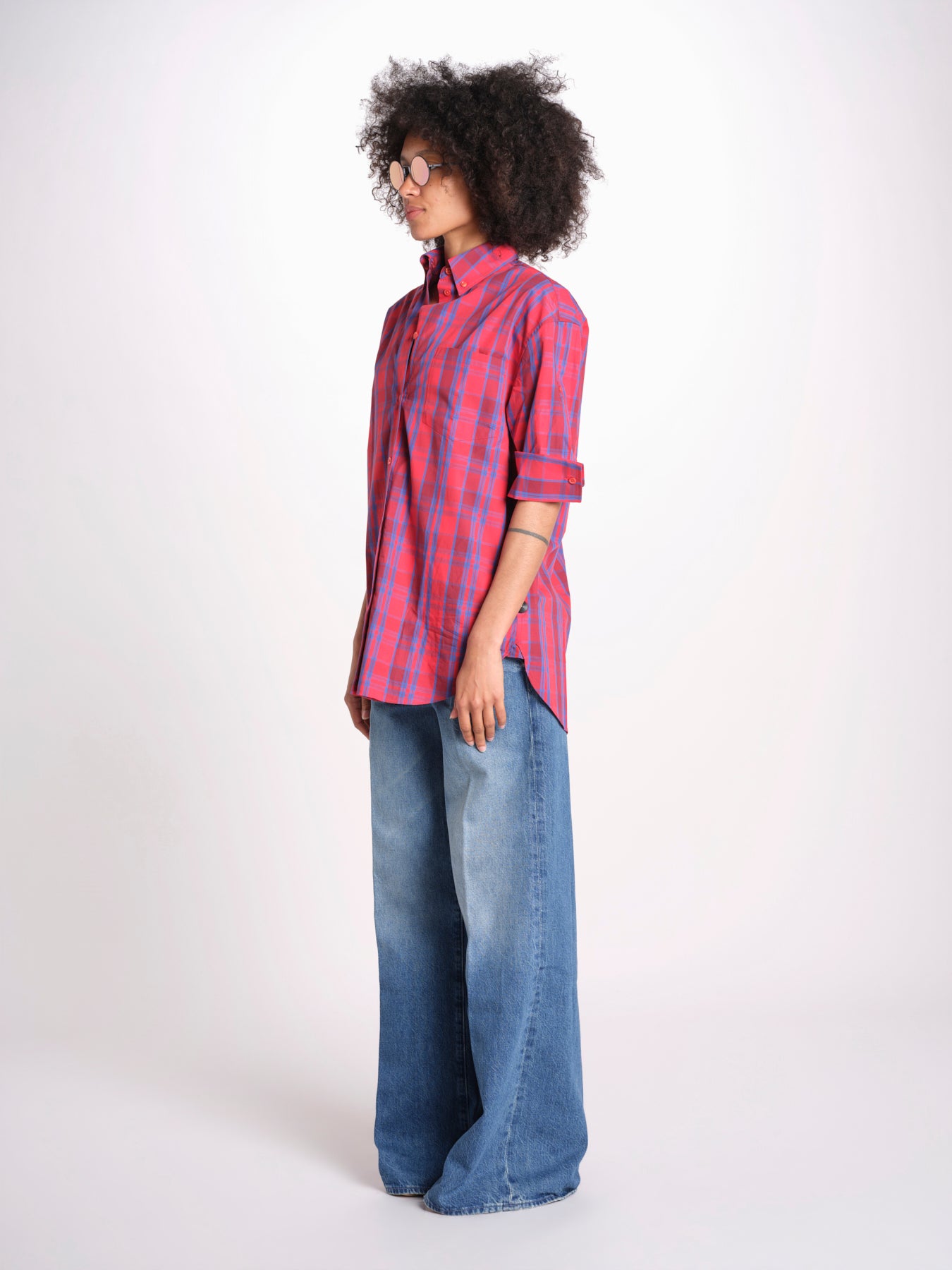 camicia check RICKA SH045CRIKA-NAV NAVY RED CHECK laurence bras 