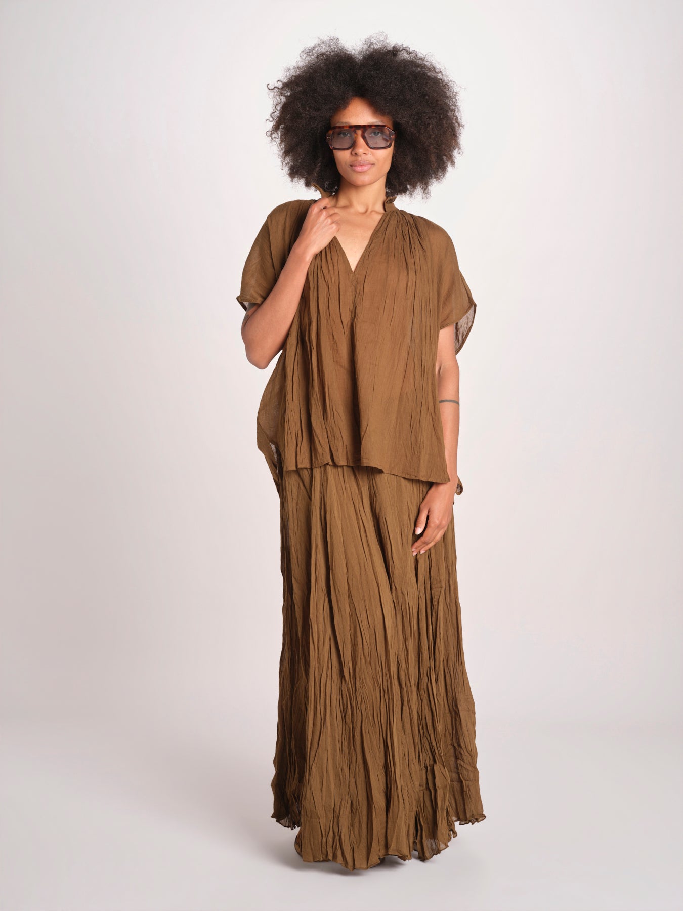 WHEELESS camicia over con nastro WHEELESS SH075UWHEELE-KHA KHAKI laurence bras 