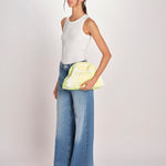 clutch in spugna dipinta a mano PM.25E28. Y YELLOW le daf 