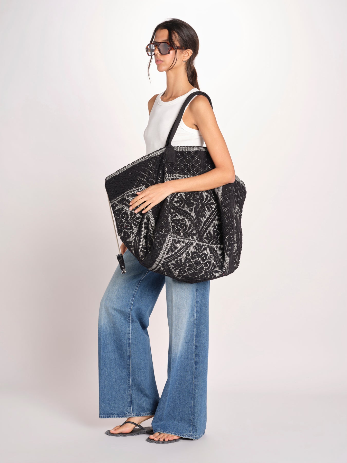 borsa grande SHQ-26E18- BL 08 BLACK le daf 