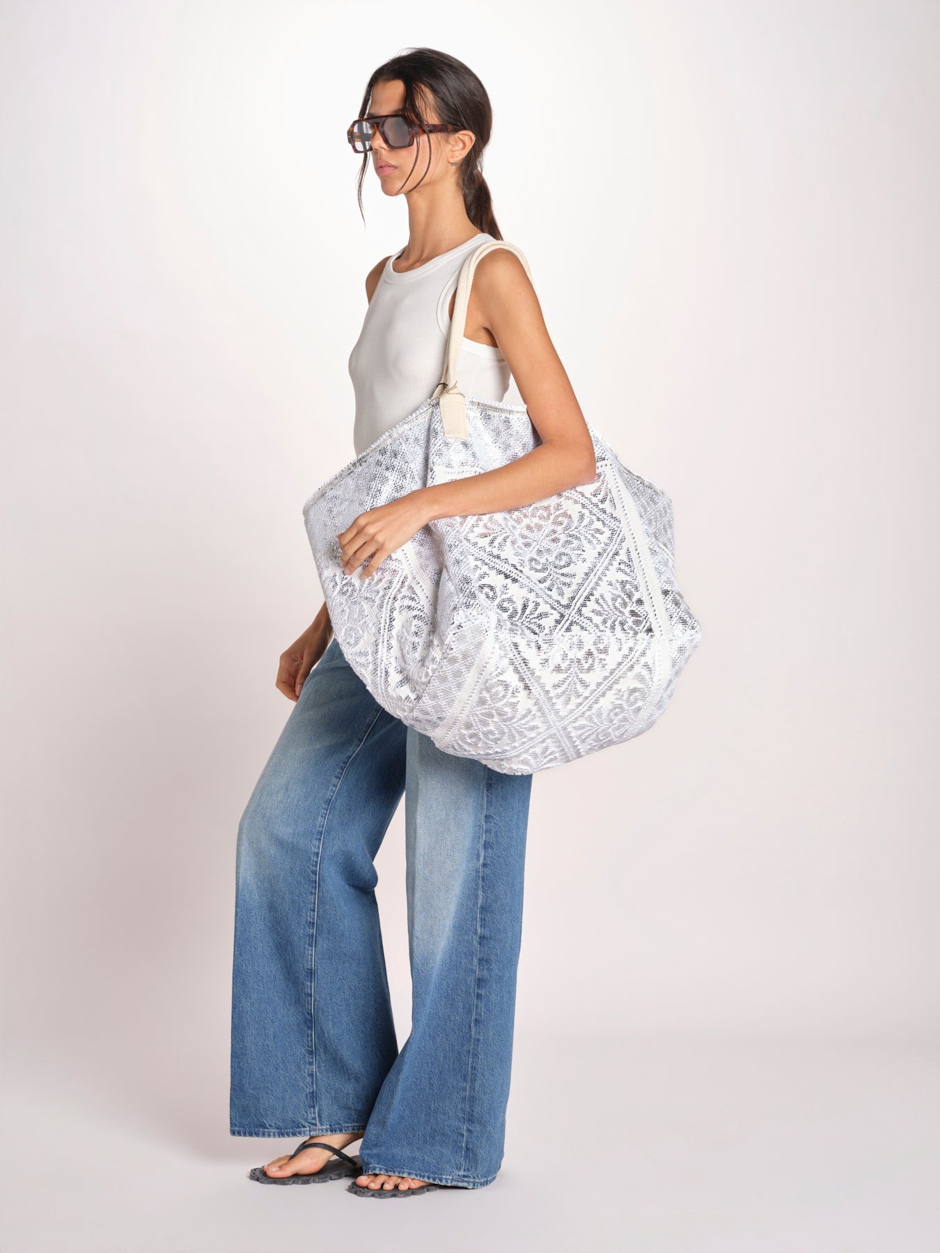 borsa grande SHQ-26E18 213 WHITE SILVER le daf 