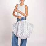 borsa grande SHQ-26E18 213 WHITE SILVER le daf 