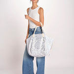 shopping quadrata dipinta a mano SHQM.26E18 213 WHITE SILVER le daf 