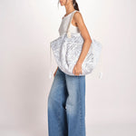shopping quadrata dipinta a mano SHQM.26E18 213 WHITE SILVER le daf 