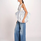 shopping quadrata dipinta a mano SHQM.26E18 213 WHITE SILVER le daf 