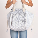 shopping quadrata dipinta a mano SHQM.26E18 213 WHITE SILVER le daf 