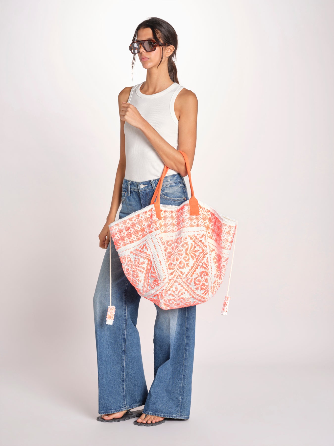 shopping quadrata dipinta a mano SHQM.26E18 O ORANGE FLUO le daf 