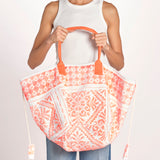 shopping quadrata dipinta a mano SHQM.26E18 O ORANGE FLUO le daf 