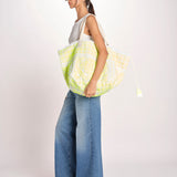 shopping quadrata dipinta a mano SHQM.26E18 Y YELLOW FLUO le daf 