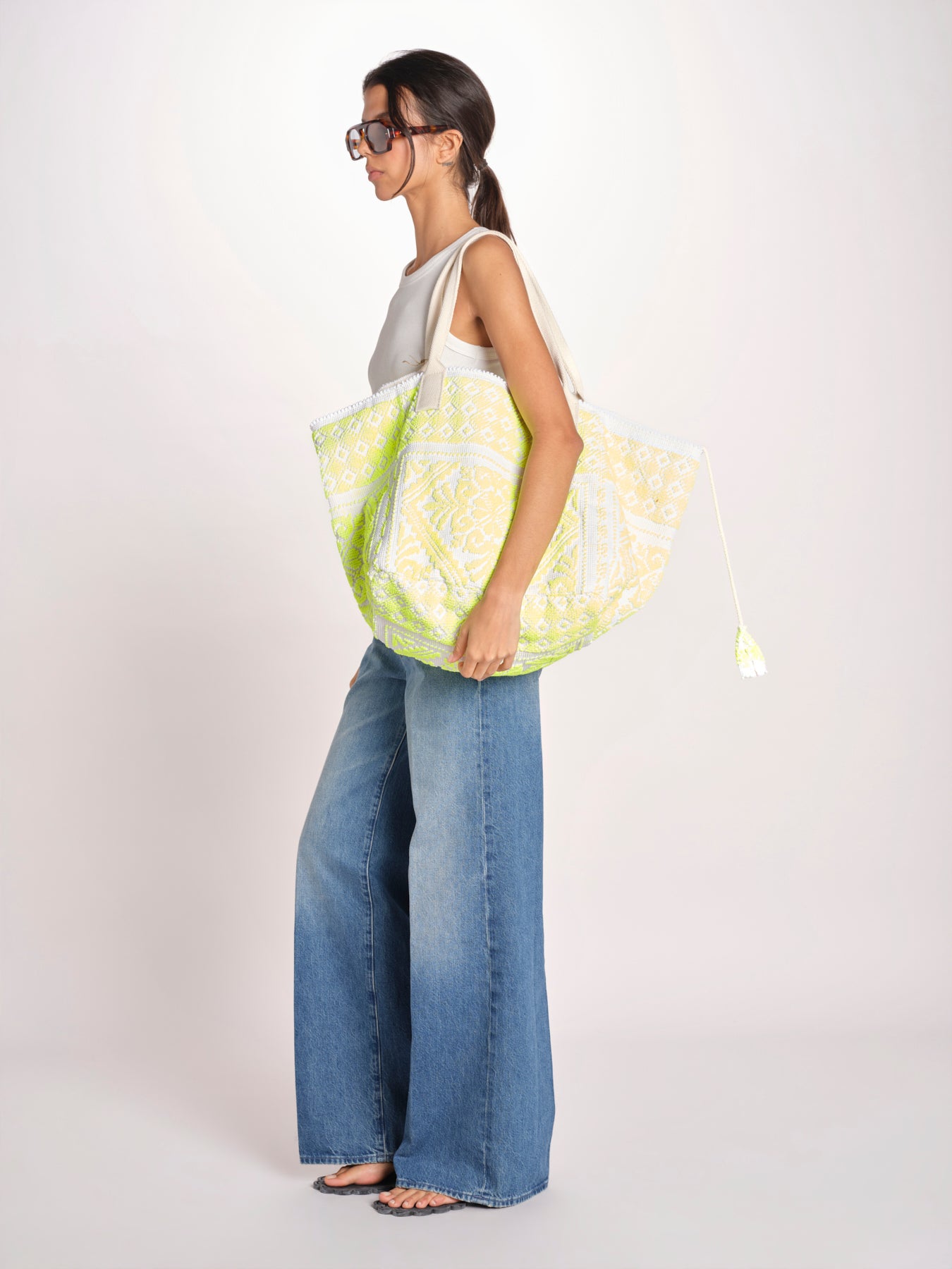 shopping quadrata dipinta a mano SHQM.26E18 Y YELLOW FLUO le daf 
