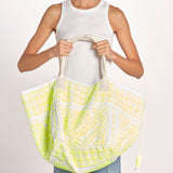 shopping quadrata dipinta a mano SHQM.26E18 Y YELLOW FLUO le daf 