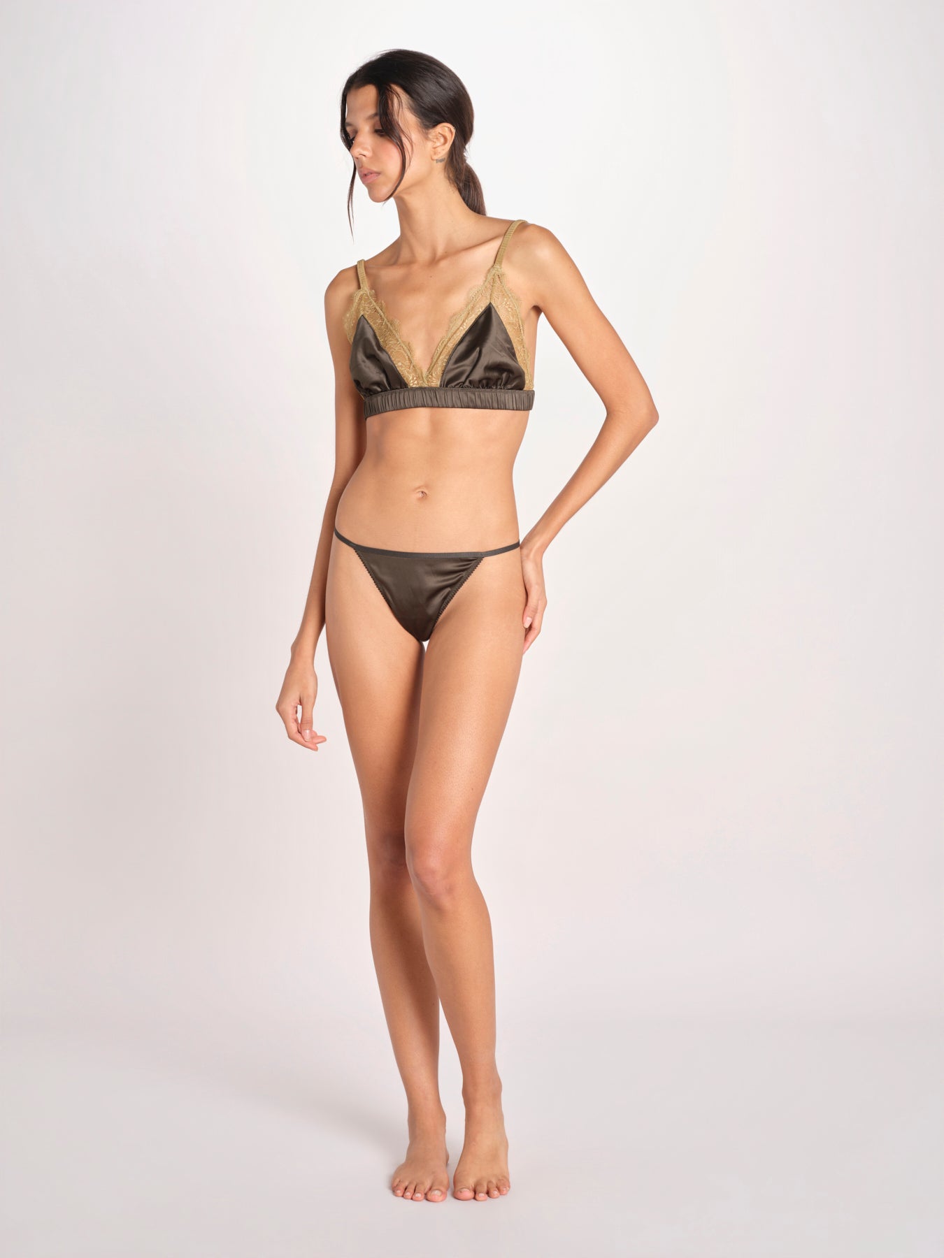 slip in satin CHARLOTTE L25101983 DARK GREEN 782 love stories 