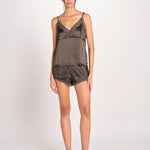 top in seta e pizzo PIP L25103457 DARK GREEN 700 love stories 