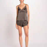 top in seta e pizzo PIP L25103457 DARK GREEN 700 love stories 