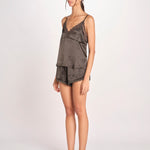 top in seta e pizzo PIP L25103457 DARK GREEN 700 love stories 