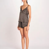 top in seta e pizzo PIP L25103457 DARK GREEN 700 love stories 