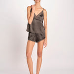 top in seta e pizzo PIP L25103457 DARK GREEN 700 love stories 