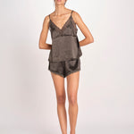 top in seta e pizzo PIP L25103457 DARK GREEN 700 love stories 