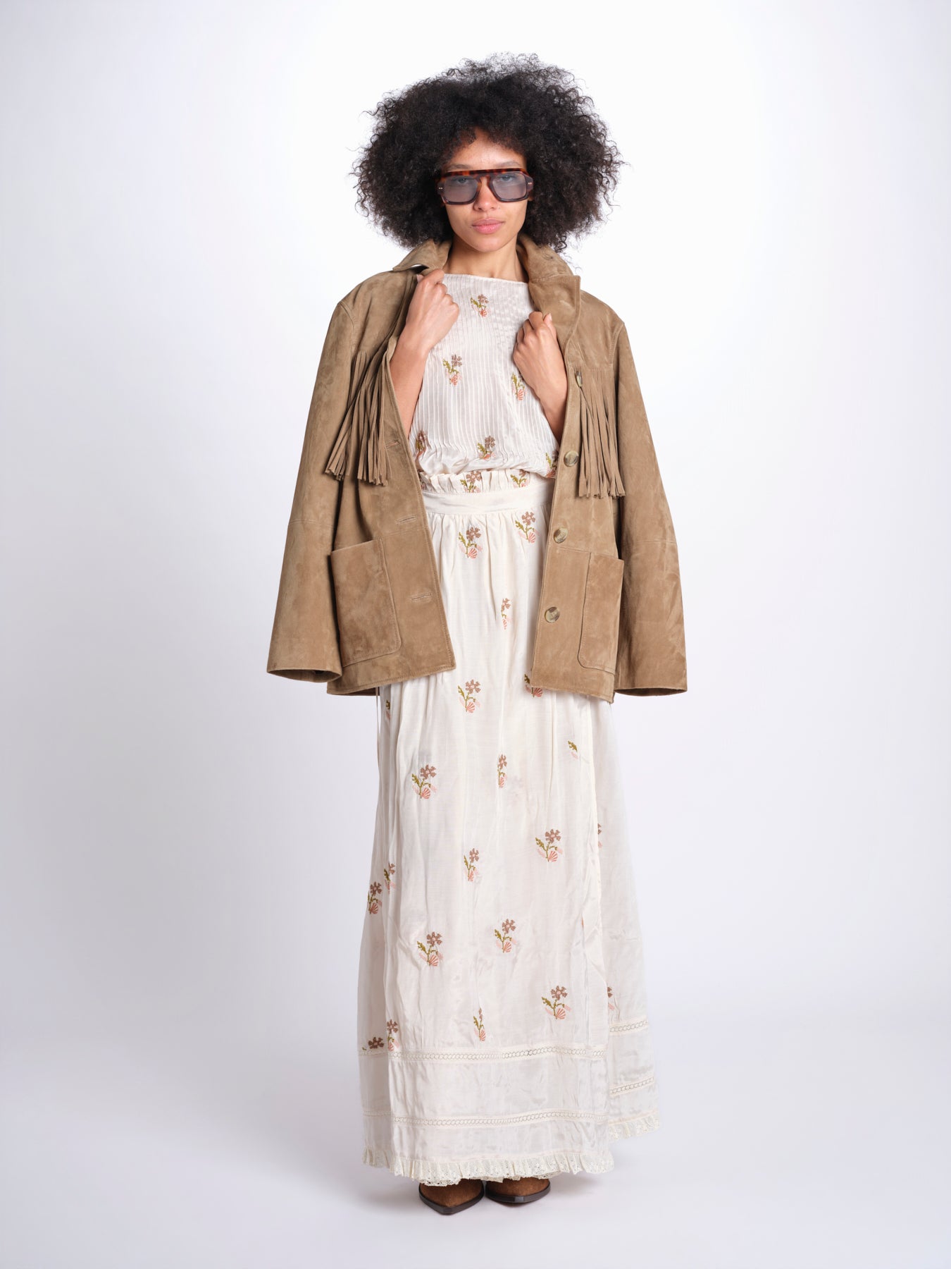 top con ricamo fiorellini e nervature SOFIA LVSSS2026208 BEIGE lug von siga 