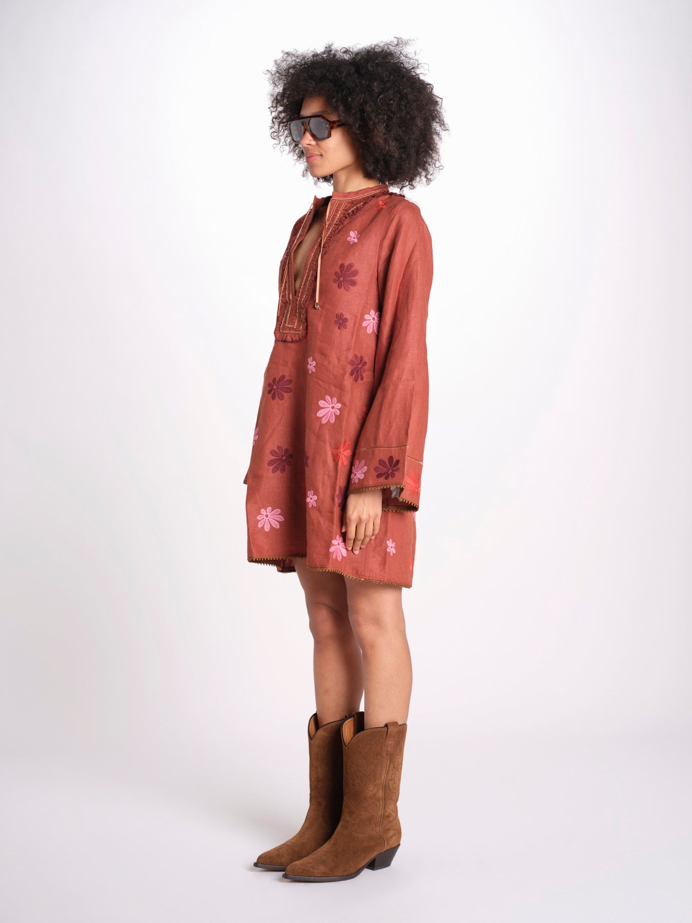 mini caftano con ricami fiori TESS LVSS2026114 TERRACOTTA lug von siga 