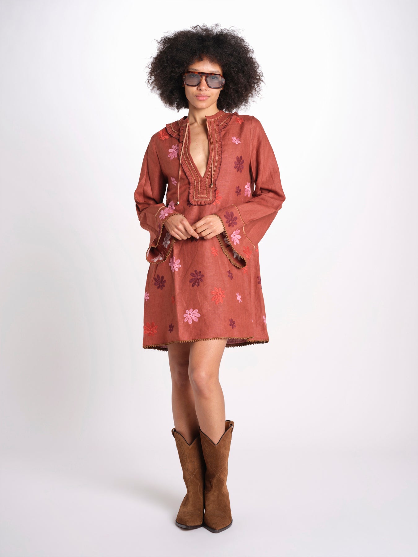 mini caftano con ricami fiori TESS LVSS2026114 TERRACOTTA lug von siga 
