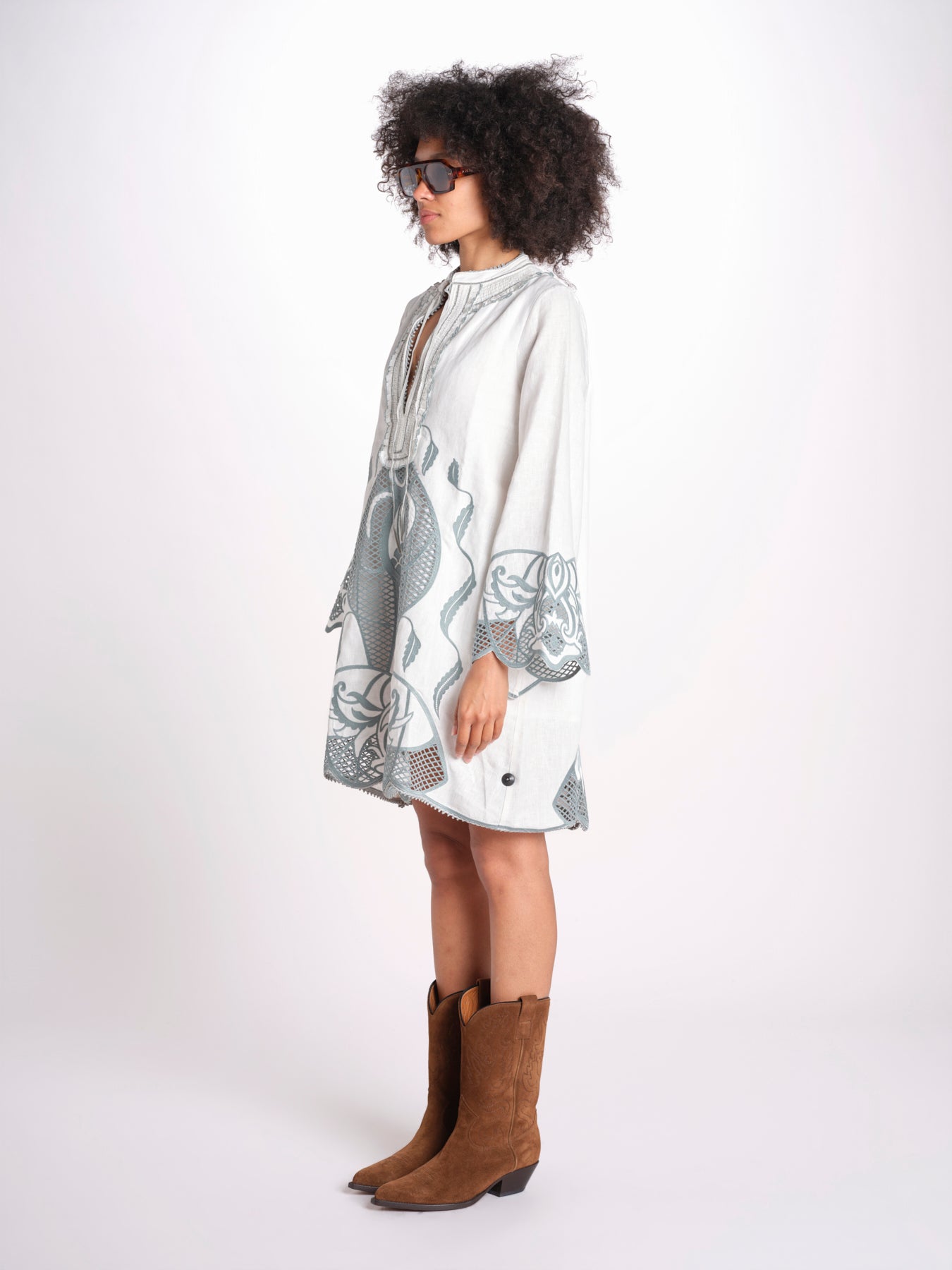mini caftano con ricami fiori TESS LVSSS2026109 OFF WHITE lug von siga 