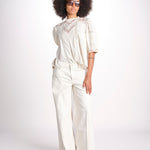 camicia con ricamo punto croce FLEUR 765407 ECRU mabe 
