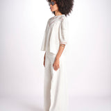 camicia con ricamo punto croce FLEUR 765407 ECRU mabe 