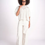 camicia con ricamo punto croce FLEUR 765407 ECRU mabe 