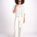 camicia con ricamo punto croce FLEUR 765407 ECRU mabe 