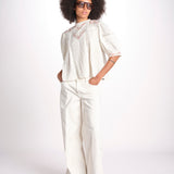 camicia con ricamo punto croce FLEUR 765407 ECRU mabe 