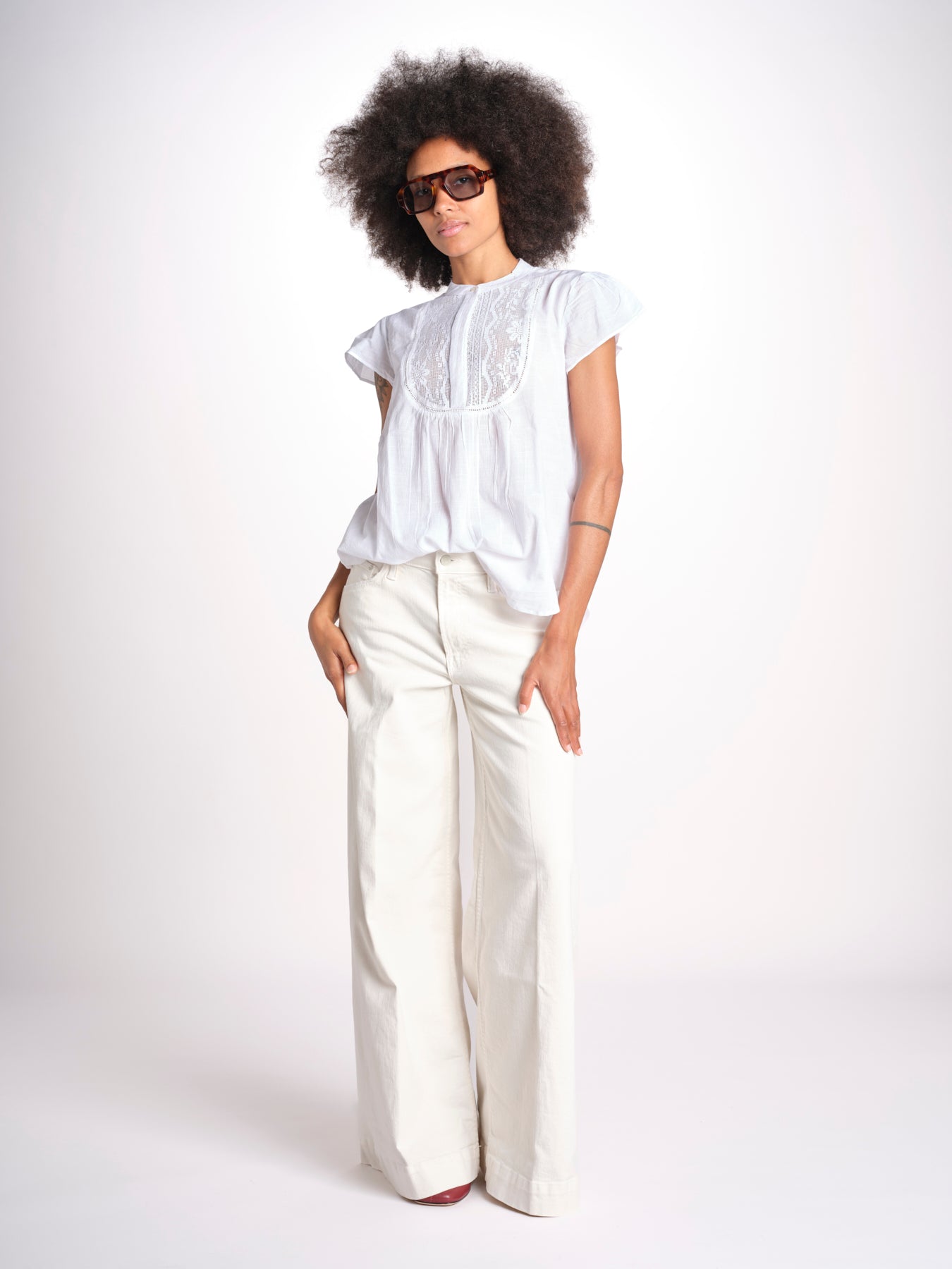 camicia con plastron in pizzo FREYA 744902 WHITE mabe 