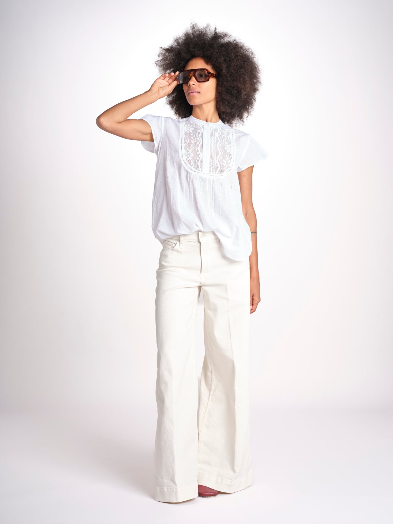 camicia con plastron in pizzo FREYA 744902 WHITE mabe 
