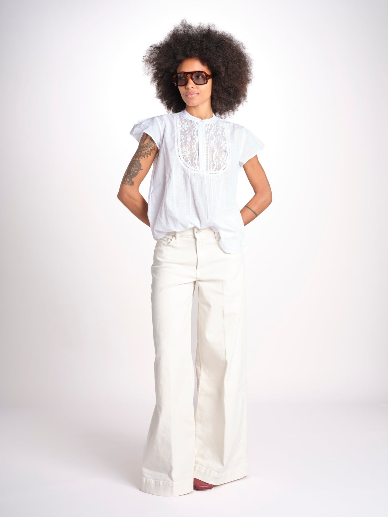 camicia con plastron in pizzo FREYA 744902 WHITE mabe 