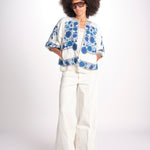 giacca con fiori ricamati GRETA JKT 747215 ECRU mabe 