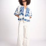 giacca con fiori ricamati GRETA JKT 747215 ECRU mabe 