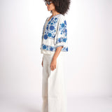 giacca con fiori ricamati GRETA JKT 747215 ECRU mabe 