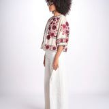 giacca con fiori ricamati GRETA JKT 747215 ECRU DK RED mabe 