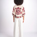 giacca con fiori ricamati GRETA JKT 747215 ECRU DK RED mabe 