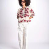 giacca con fiori ricamati GRETA JKT 747215 ECRU DK RED mabe 