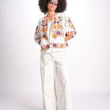 giacca con fiori ricamati GRETA JKT 747215 ECRU MULTI mabe 