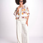 giacca con fiori ricamati GRETA JKT 747215 ECRU MULTI mabe 
