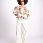 giacca con fiori ricamati GRETA JKT 747215 ECRU MULTI mabe 