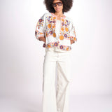 giacca con fiori ricamati GRETA JKT 747215 ECRU MULTI mabe 