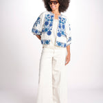 giacca con fiori ricamati GRETA JKT 747215 ECRU mabe 