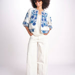 giacca con fiori ricamati GRETA JKT 747215 ECRU mabe 