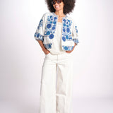 giacca con fiori ricamati GRETA JKT 747215 ECRU mabe 